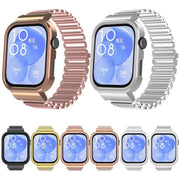For Huawei Watch Fit3 Hollow Chain Metal Frame Watch Band(Rose Gold+Starlight)