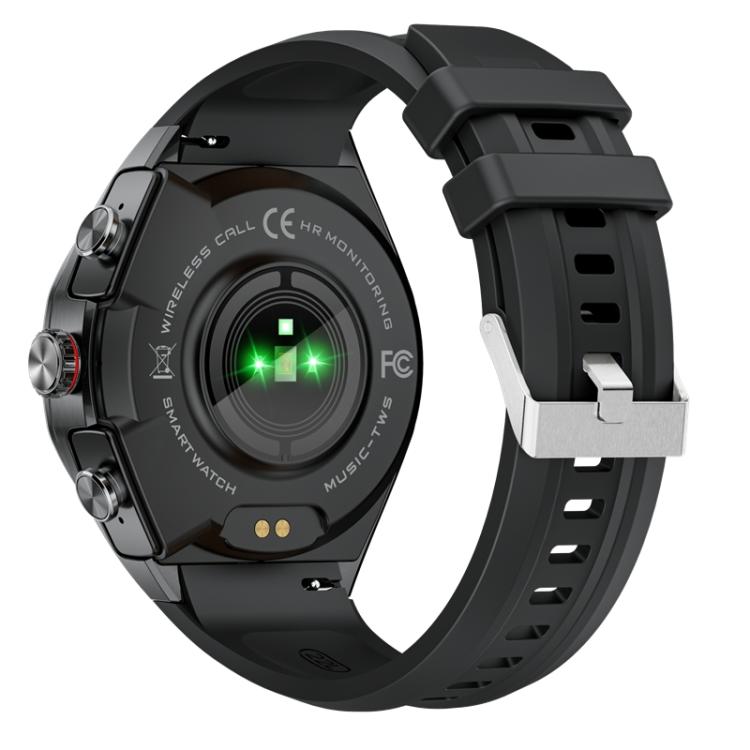 GT97 1.53 inch Round Screen 2 in 1 Bluetooth Earphone Silicone Strap Smart Watch Supports Bluetooth Calls(Black)