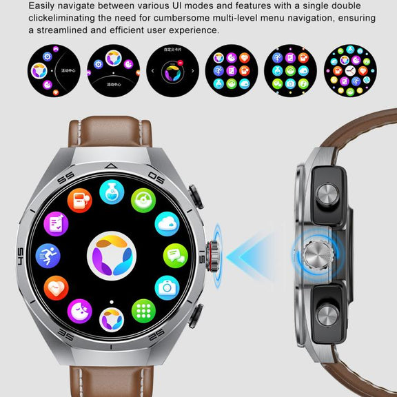 GT97 1.53 inch Round Screen 2 in 1 Bluetooth Earphone Silicone Strap Smart Watch Supports Bluetooth Calls(Silver)