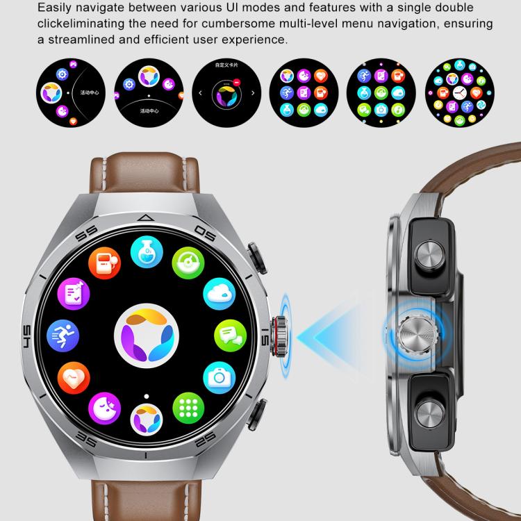GT97 1.53 inch Round Screen 2 in 1 Bluetooth Earphone Silicone Strap Smart Watch Supports Bluetooth Calls(Black)