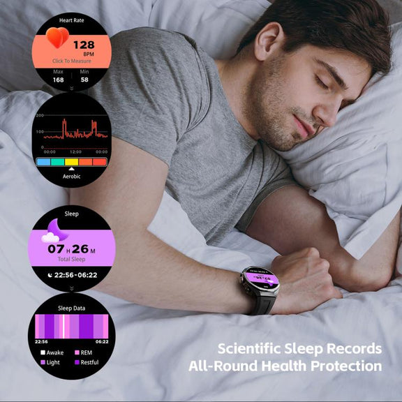 GT97 1.53 inch Round Screen 2 in 1 Bluetooth Earphone Leather Strap Smart Watch Supports Bluetooth Calls(Black)