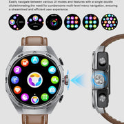 GT97 1.53 inch Round Screen 2 in 1 Bluetooth Earphone Leather Strap Smart Watch Supports Bluetooth Calls(Black)