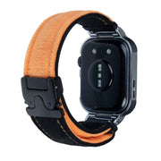 For Huawei Watch Fit3 Brushed Metal Silver Frame Watch Band(Black Orange)