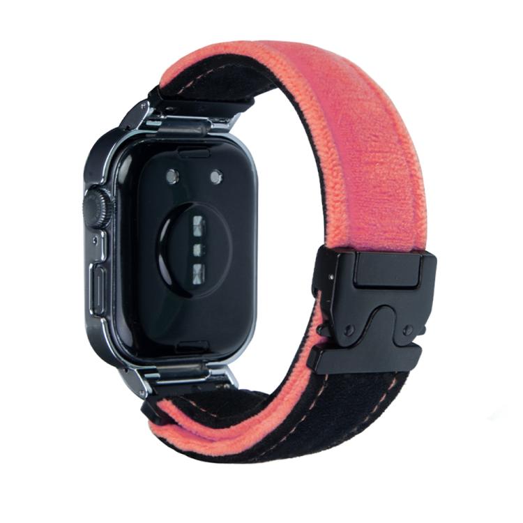 For Huawei Watch Fit3 Brushed Metal Silver Frame Watch Band(Black Pink)