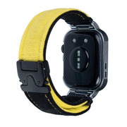 For Huawei Watch Fit3 Brushed Metal Silver Frame Watch Band(Black Yellow)