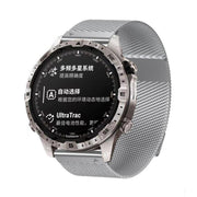 For Garmin Watch 22mm Milanese Dual Section Magnetic Metal Watch Band(Silver)