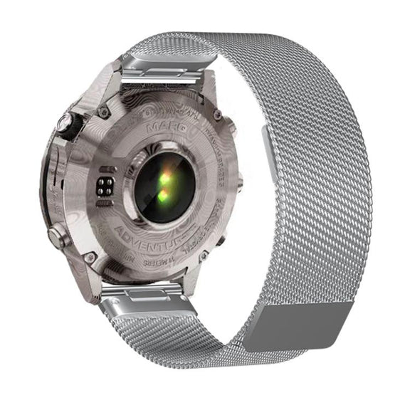 For Garmin Watch 26mm Milanese Dual Section Magnetic Metal Watch Band(Silver)