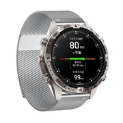 For Garmin Watch 26mm Milanese Dual Section Magnetic Metal Watch Band(Silver)