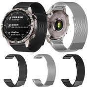 For Garmin Watch 22mm Milanese Dual Section Magnetic Metal Watch Band(Silver)