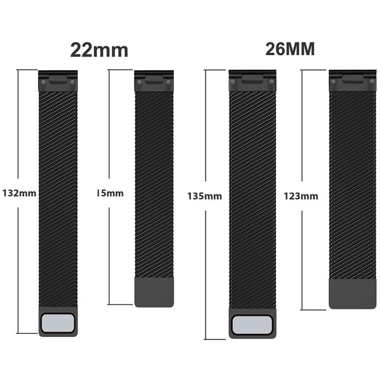 For Garmin Watch 22mm Milanese Dual Section Magnetic Metal Watch Band(Silver)