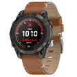 For Garmin Watch 22mm Stitched Genuine Leather Quick Release Watch Band(Brown Silver) - free shipping - PMC TechLife - Order now!