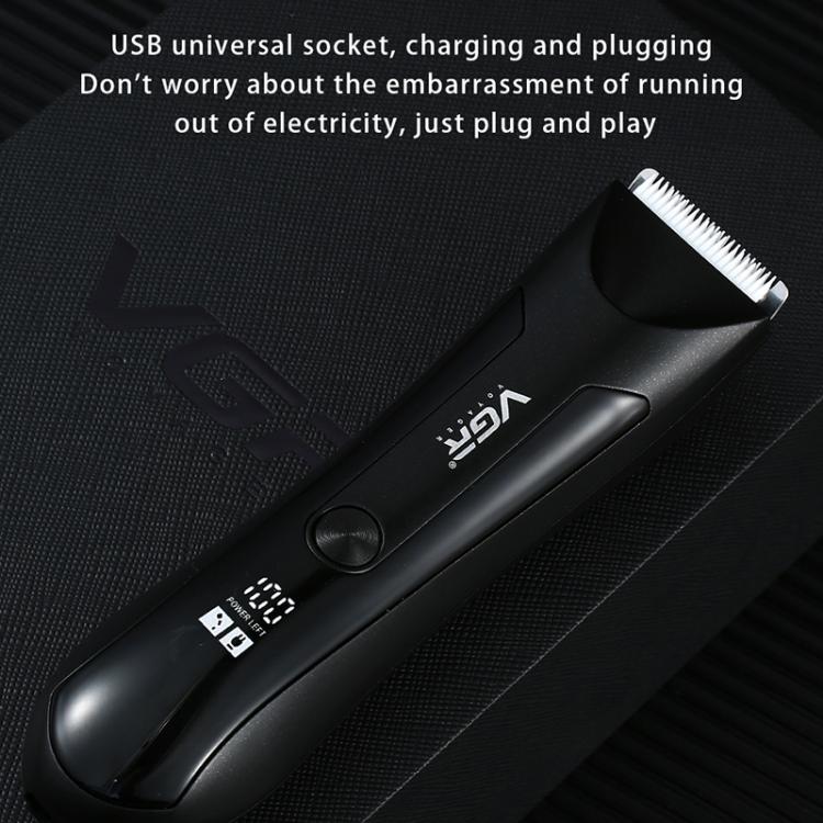 VGR V-951 IPX5 LED Digital Display Portable Light USB Hair Clipper(Black)