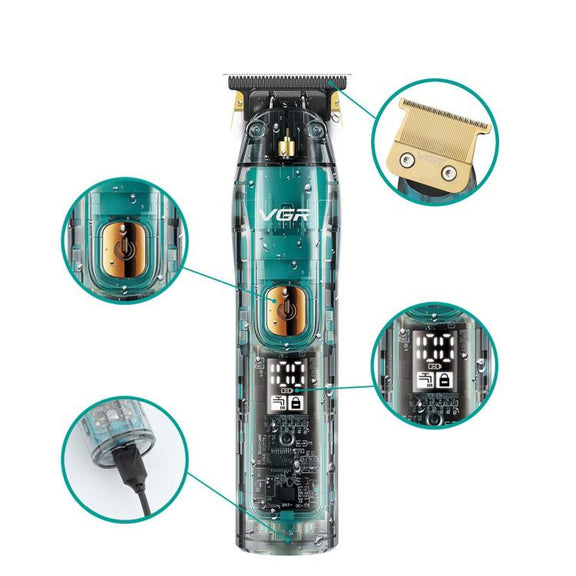 VGR V-961 IPX7 LED Digital Display USB Electric Hair Clipper(Black)