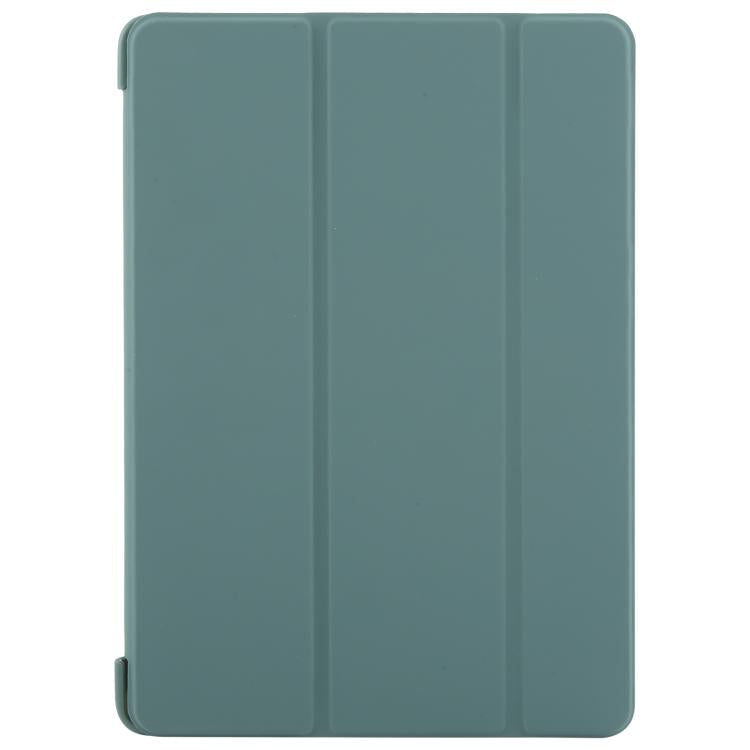For iPad 10.2 2021 / 2020 / 2019 GEBEI 3-folding Holder Shockproof Flip Leather Tablet Case(Dark Green)