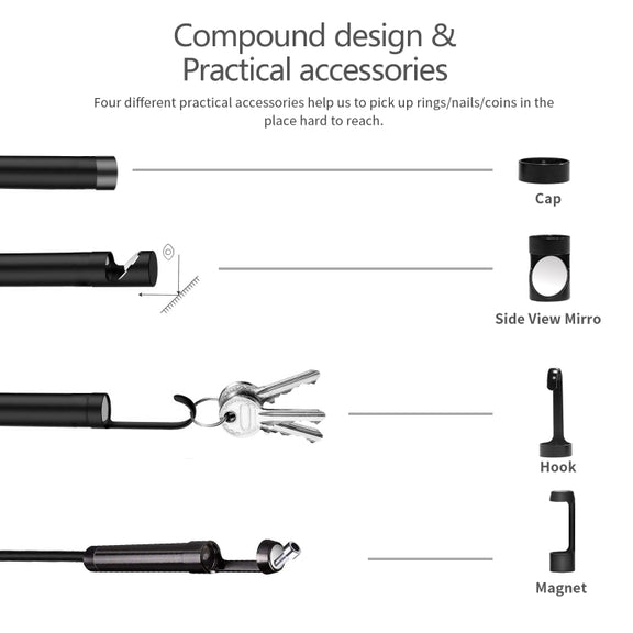8mm 1080P IP68 Water-resistant 4.3 inch Screen Single Camera Digital Endoscope, Line Length:2m