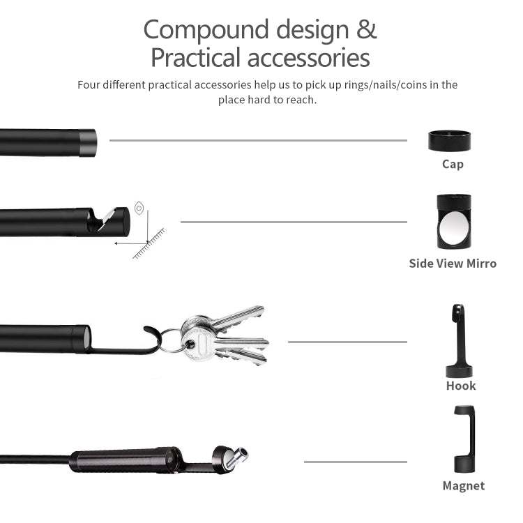 8mm 1080P IP68 Water-resistant 4.3 inch Screen Single Camera Digital Endoscope, Line Length:2m