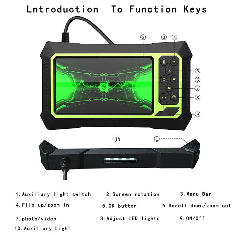 8mm 1080P IP68 Water-resistant 4.3 inch Screen Single Camera Digital Endoscope, Line Length:2m