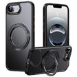 For iPhone 16e Frosted 360 Degree MagSafe Magnetic Holder Phone Case(Black) - iPhone 16e Cases by PMC TechLife | Online Shopping South Africa | PMC TechLife | Buy Now Pay Later Mobicred