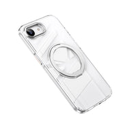 For iPhone 16e Frosted 360 Degree MagSafe Magnetic Holder Phone Case(Silver)