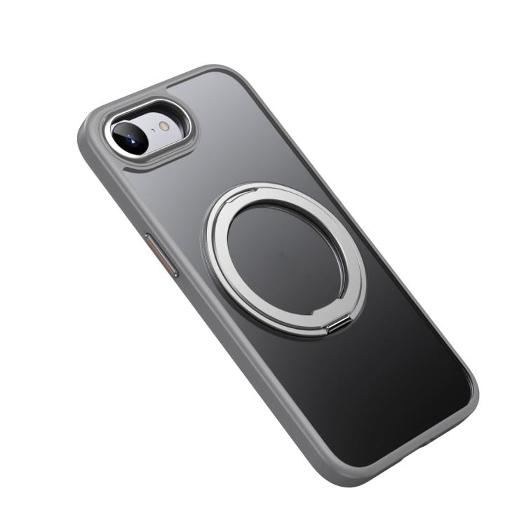 For iPhone 16e Frosted 360 Degree MagSafe Magnetic Holder Phone Case(Grey)