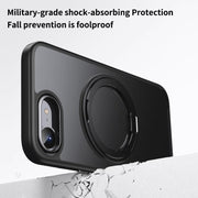 For iPhone 16e Frosted 360 Degree MagSafe Magnetic Holder Phone Case(Grey)