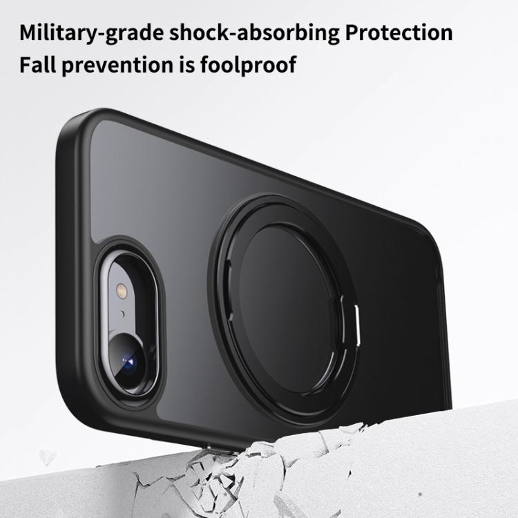 For iPhone 16e Frosted 360 Degree MagSafe Magnetic Holder Phone Case(Grey)