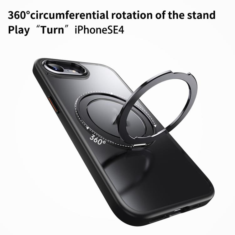 For iPhone 16e Frosted 360 Degree MagSafe Magnetic Holder Phone Case(Grey)