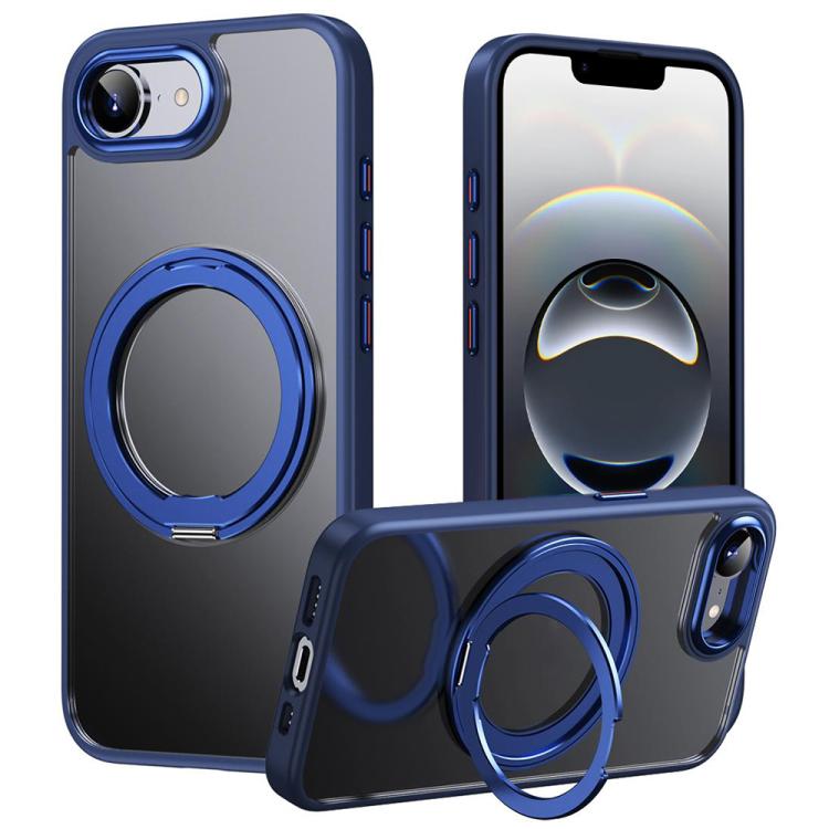 For iPhone 16e Frosted 360 Degree MagSafe Magnetic Holder Phone Case(Blue)