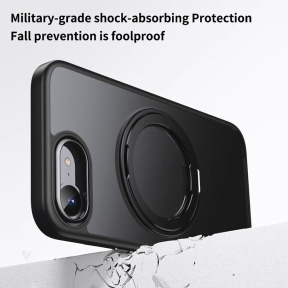 For iPhone 16e Frosted 360 Degree MagSafe Magnetic Holder Phone Case(Blue)
