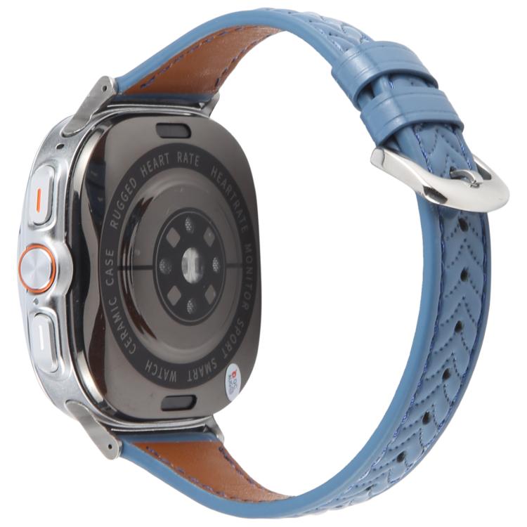 For Samsung Galaxy Watch Ultra 47mm Metal Connector Heart-Shaped Embossed Leather Watch Band(Cornflower Blue)