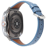 For Samsung Galaxy Watch Ultra 47mm Metal Connector Heart-Shaped Embossed Leather Watch Band(Cornflower Blue)