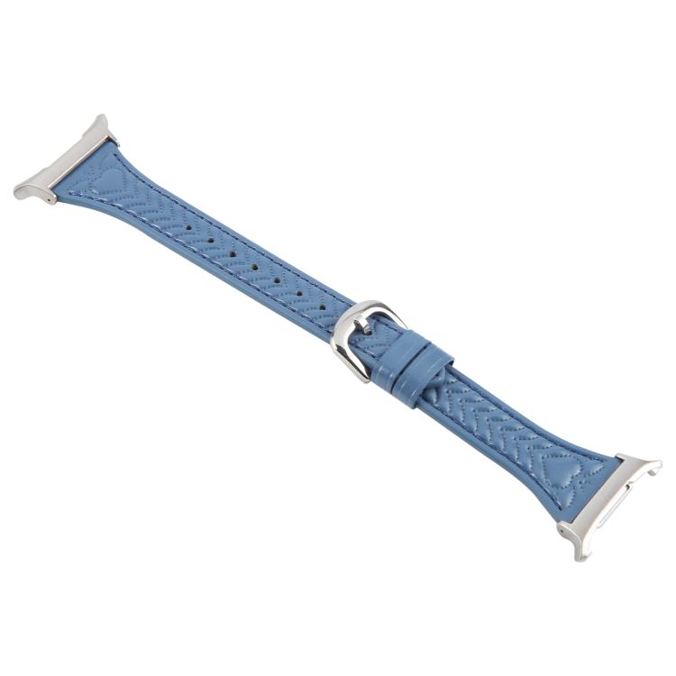 For Samsung Galaxy Watch Ultra 47mm Metal Connector Heart-Shaped Embossed Leather Watch Band(Cornflower Blue)