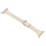 For Samsung Galaxy Watch Ultra 47mm Metal Connector Heart-Shaped Embossed Leather Watch Band(Apricot)