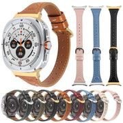 For Samsung Galaxy Watch Ultra 47mm Metal Connector Heart-Shaped Embossed Leather Watch Band(Apricot)