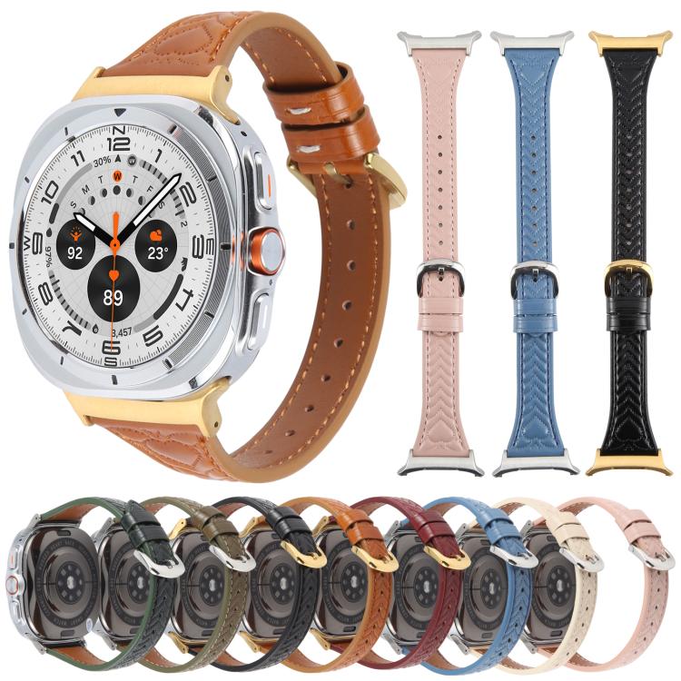 For Samsung Galaxy Watch Ultra 47mm Metal Connector Heart-Shaped Embossed Leather Watch Band(Cornflower Blue)