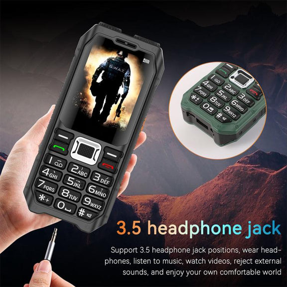 UNIWA M6000 Big Speaker Keypad Phone, 2.4 inch, Dual Flashlights, 21 Keys, SOS, FM, 4 SIM, GSM, Plug:US Plug(Green)