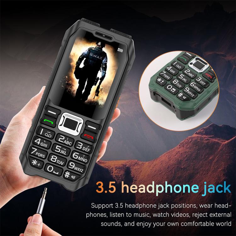 UNIWA M6000 Big Speaker Keypad Phone, 2.4 inch, Dual Flashlights, 21 Keys, SOS, FM, 4 SIM, GSM, Plug:EU Plug(Green)