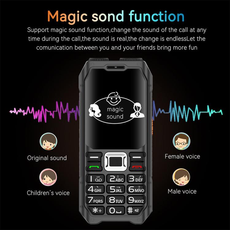 UNIWA M6000 Big Speaker Keypad Phone, 2.4 inch, Dual Flashlights, 21 Keys, SOS, FM, 4 SIM, GSM, Plug:EU Plug(Green)
