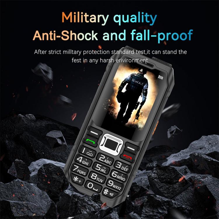 UNIWA M6000 Big Speaker Keypad Phone, 2.4 inch, Dual Flashlights, 21 Keys, SOS, FM, 4 SIM, GSM, Plug:EU Plug(Black)