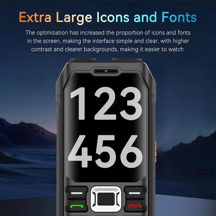 UNIWA M6000 Big Speaker Keypad Phone, 2.4 inch, Dual Flashlights, 21 Keys, SOS, FM, 4 SIM, GSM, Plug:AU Plug(Black)