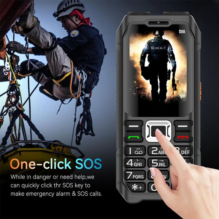 UNIWA M6000 Big Speaker Keypad Phone, 2.4 inch, Dual Flashlights, 21 Keys, SOS, FM, 4 SIM, GSM, Plug:EU Plug(Green)