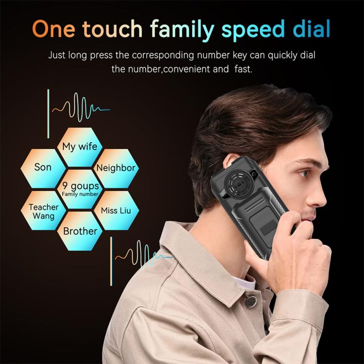 UNIWA M6000 Big Speaker Keypad Phone, 2.4 inch, Dual Flashlights, 21 Keys, SOS, FM, 4 SIM, GSM, Plug:EU Plug(Green)