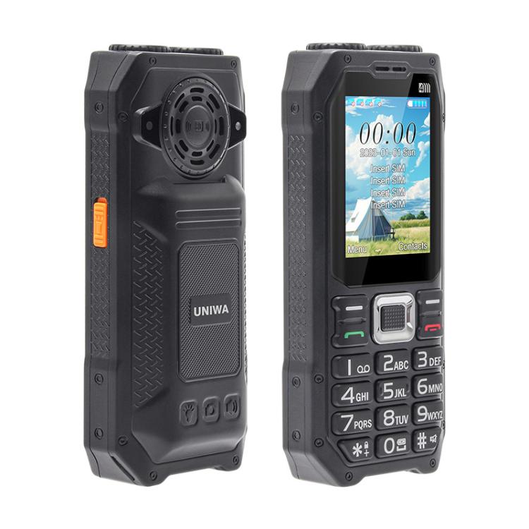 UNIWA M6000 Big Speaker Keypad Phone, 2.4 inch, Dual Flashlights, 21 Keys, SOS, FM, 4 SIM, GSM, Plug:EU Plug(Green)