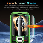 UNIWA M6000 Big Speaker Keypad Phone, 2.4 inch, Dual Flashlights, 21 Keys, SOS, FM, 4 SIM, GSM, Plug:EU Plug(Green)