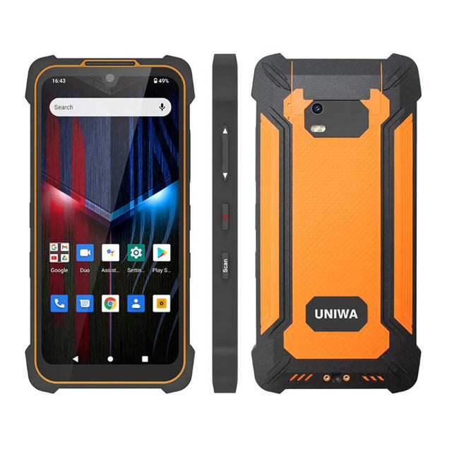 UNIWA P551 Handheld PDA Rugged Phone, 4GB+64GB, 5.5 inch Android 11 Mediatek MT6765 Helio P35 Octa Core, Network: 4G, Plug:EU Plug(Orange)