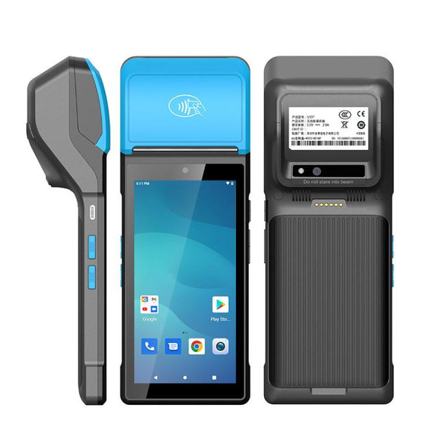 UNIWA V6P Thermal Label Printer Handheld PDA, 2GB+16GB, 5.45 inch Android 12 Mediatek MT6761 Quad Core, NFC, Network: 4G, Plug:US Plug(Black Blue)
