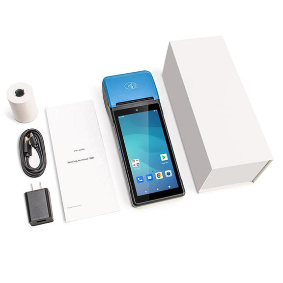 UNIWA V6P Thermal Label Printer Handheld PDA, 2GB+16GB, 5.45 inch Android 12 Mediatek MT6761 Quad Core, NFC, Network: 4G, Plug:UK Plug(Black Blue)