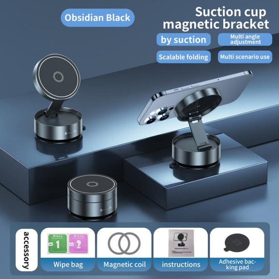Q12 Foldable Vacuum MagSafe Magnetic Suction Cup Phone Holder(Black)