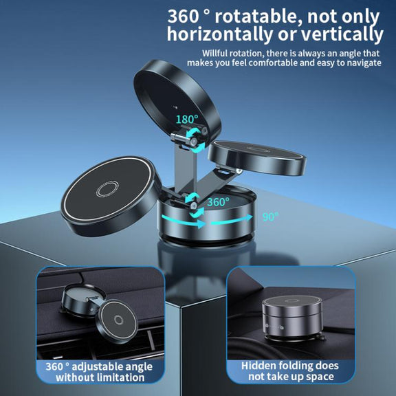 Q12 Foldable Vacuum MagSafe Magnetic Suction Cup Phone Holder(Black)