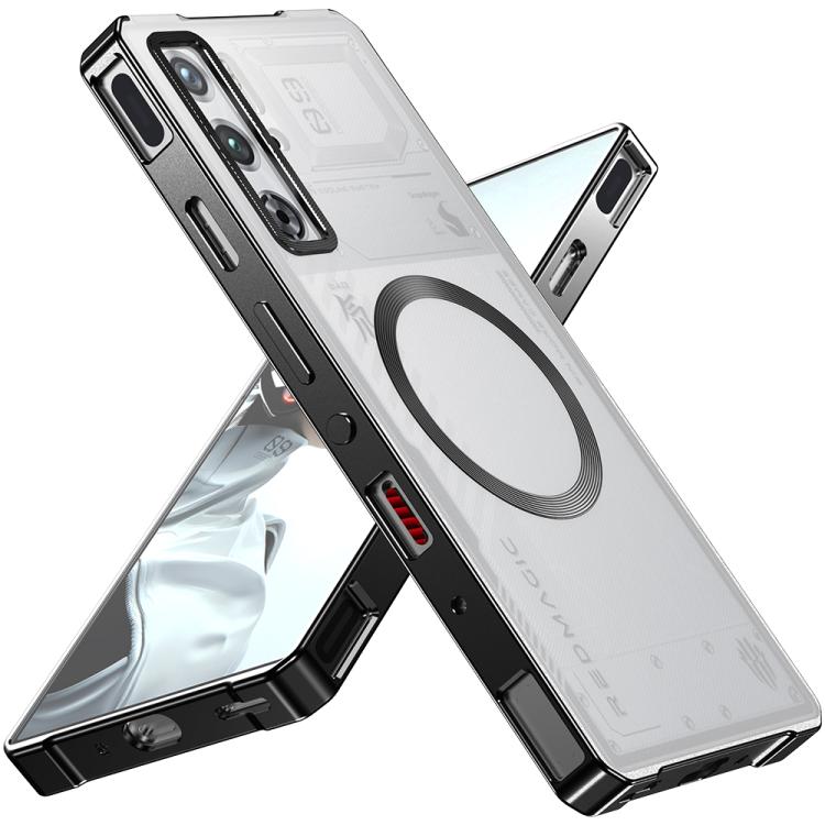 For ZTE nubia RedMagic 9 Pro / 9 Pro+ Alloy Frame Frosted Magnetic Single-sided Phone Case(Black)